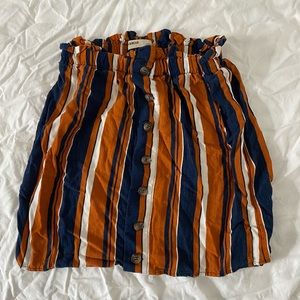 pull&bear navy/orange striped skirt, size S